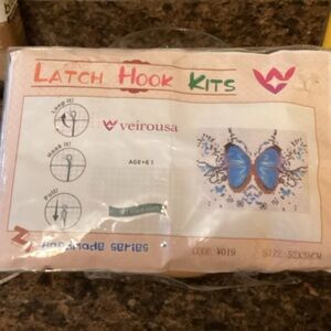 Blue Butterfly Latch Hook Kit. Complete kit